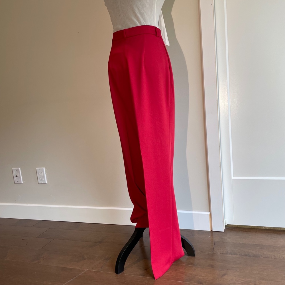 Red TailoredWide Leg High Waist Drape Slacks Pants